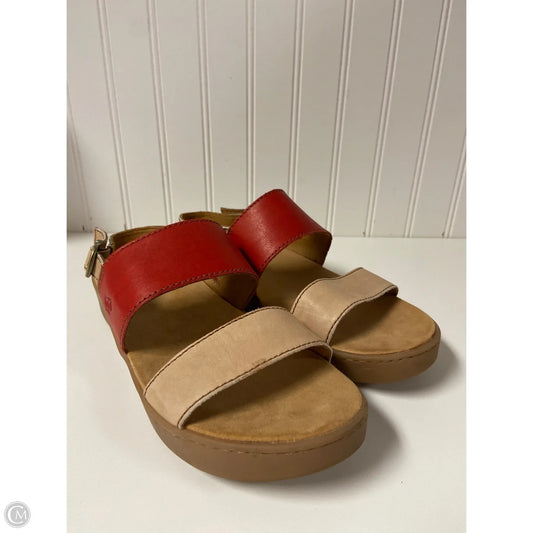Sandals Flats By Born In Red & Tan, Size: 10