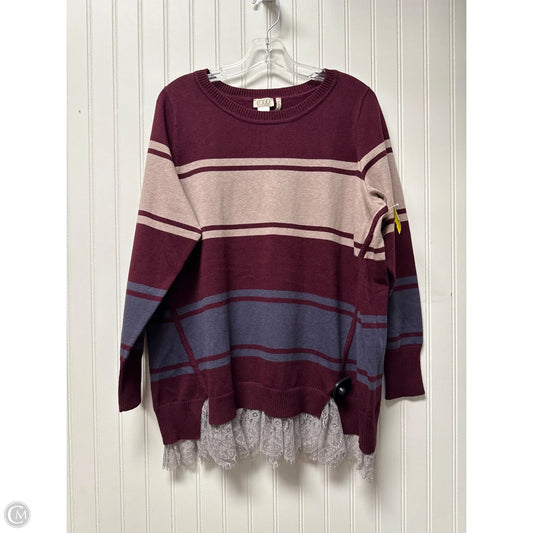 Sweater By Logo In Maroon, Size: 1x
