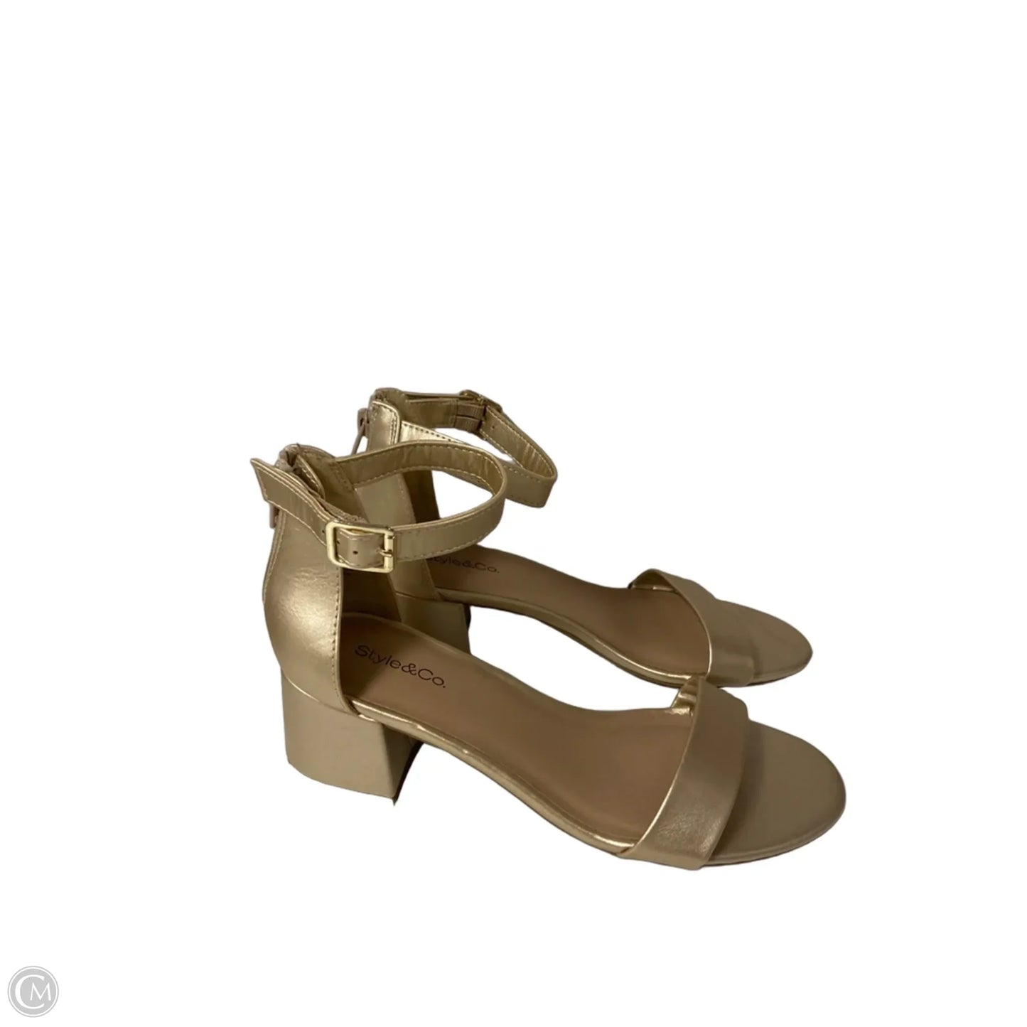 Sandals Heels Block By Style And Co Collection Women In Gold, Size: 7