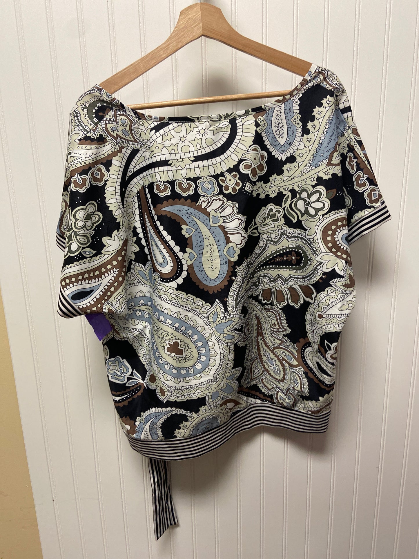 Paisley Print Top Short Sleeve Shein, Size 2x