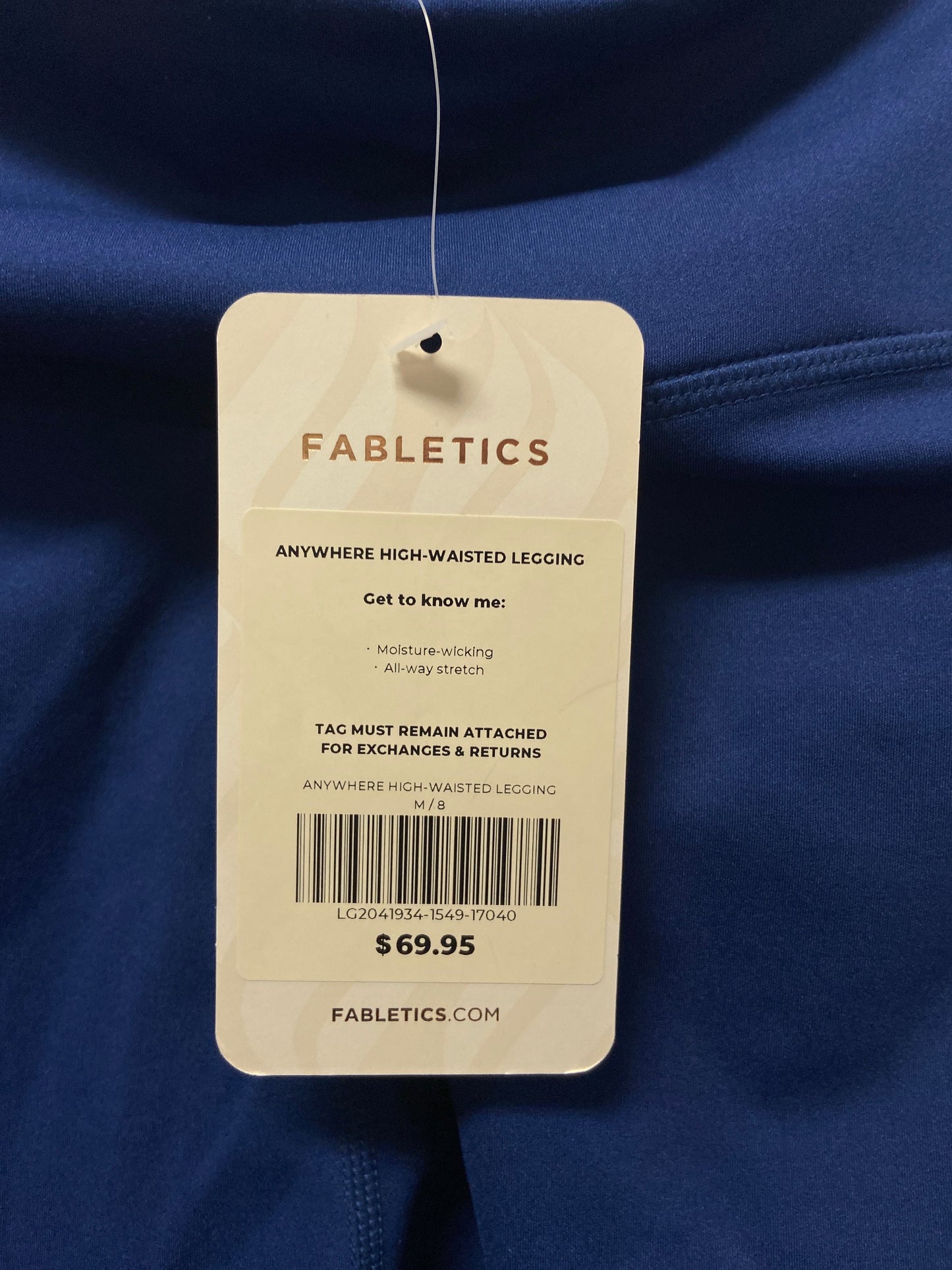 Blue Athletic Leggings Fabletics, Size M