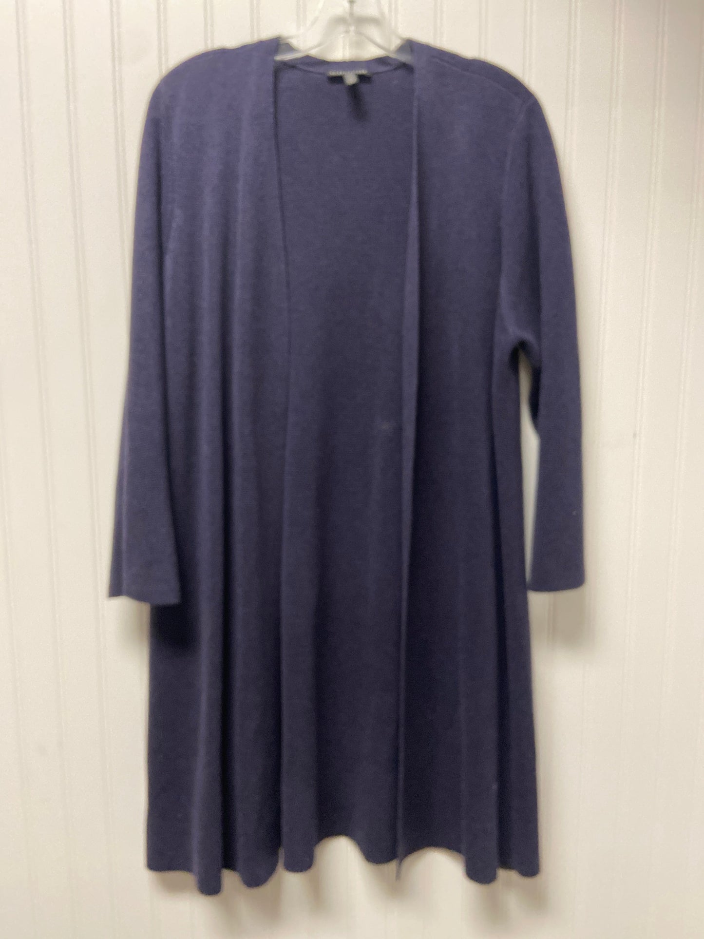 Sweater Cardigan By Eileen Fisher In Blue, Size: L