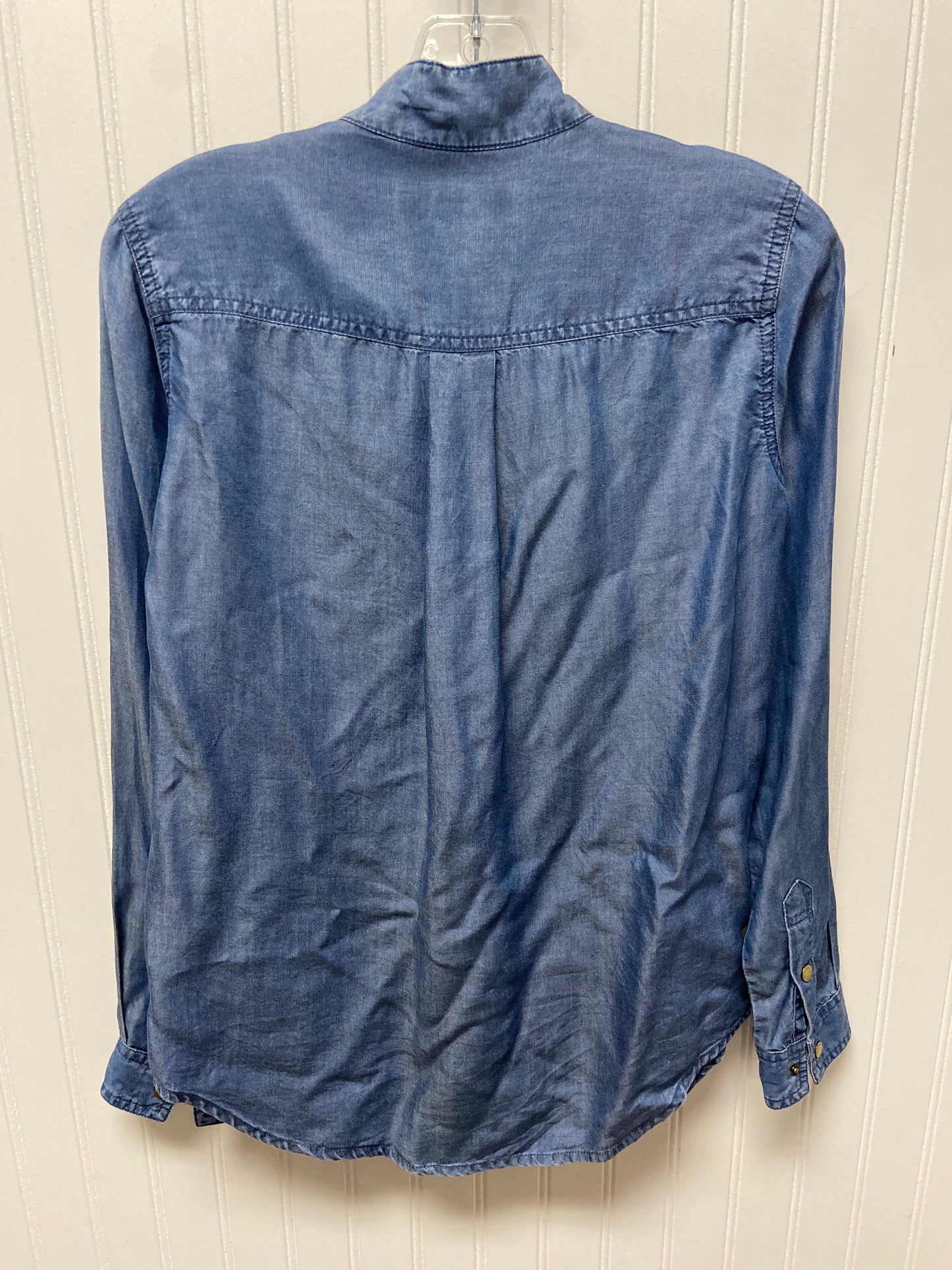 Blouse Long Sleeve By Michael By Michael Kors In Blue Denim, Size: Xs