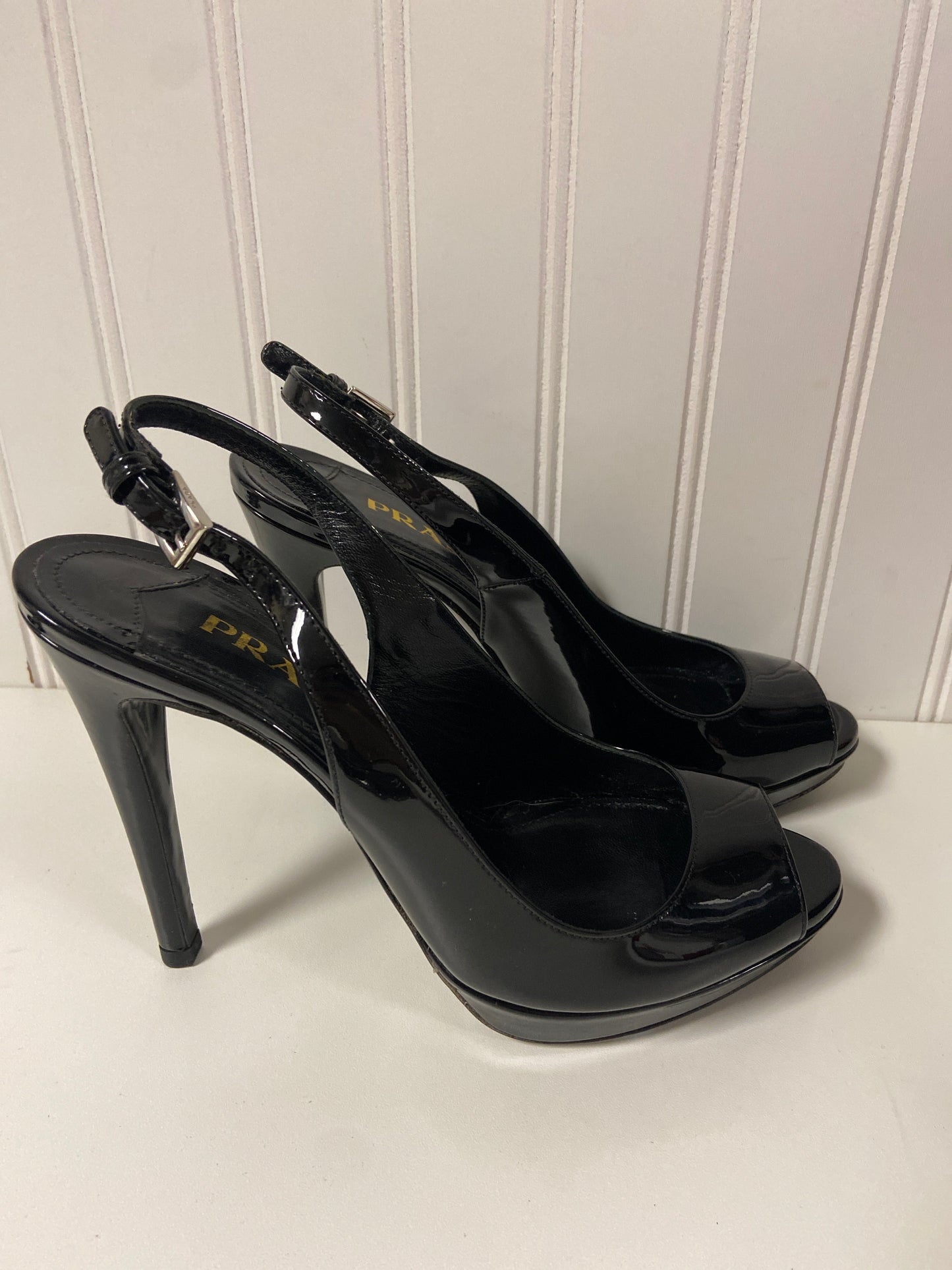 Sandals Luxury Designer By Prada In Black, Size: 6.5