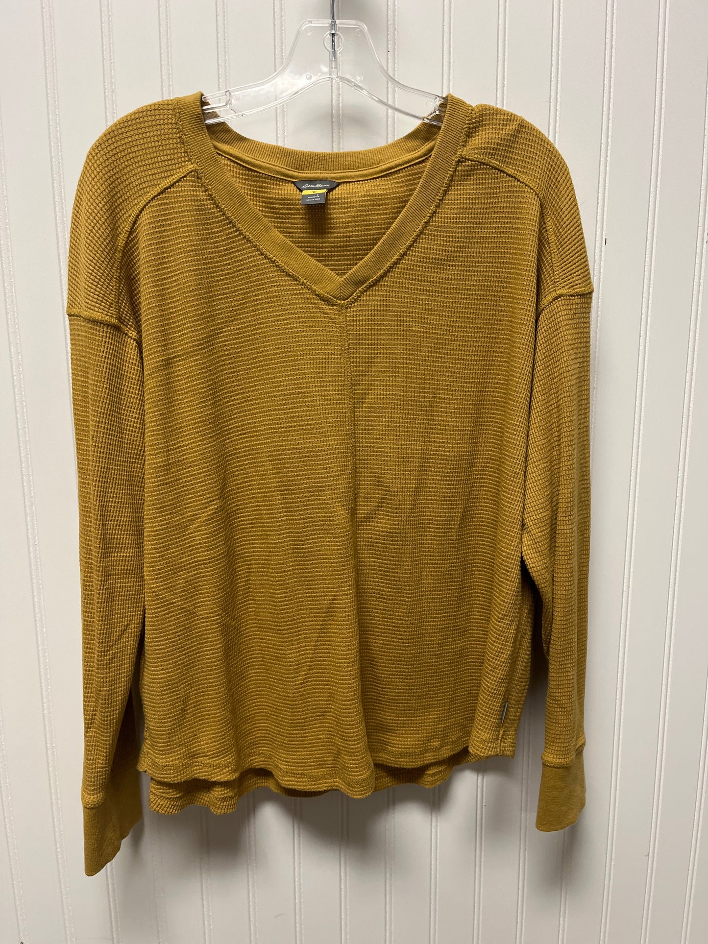 Top Long Sleeve Basic By Eddie Bauer In Yellow, Size: L