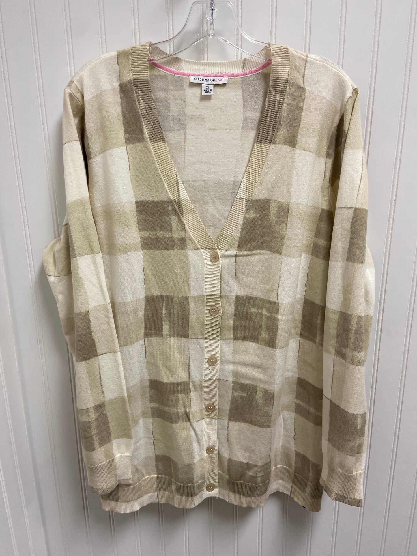 Sweater Cardigan By Isaac Mizrahi Live Qvc In Taupe, Size: Xl