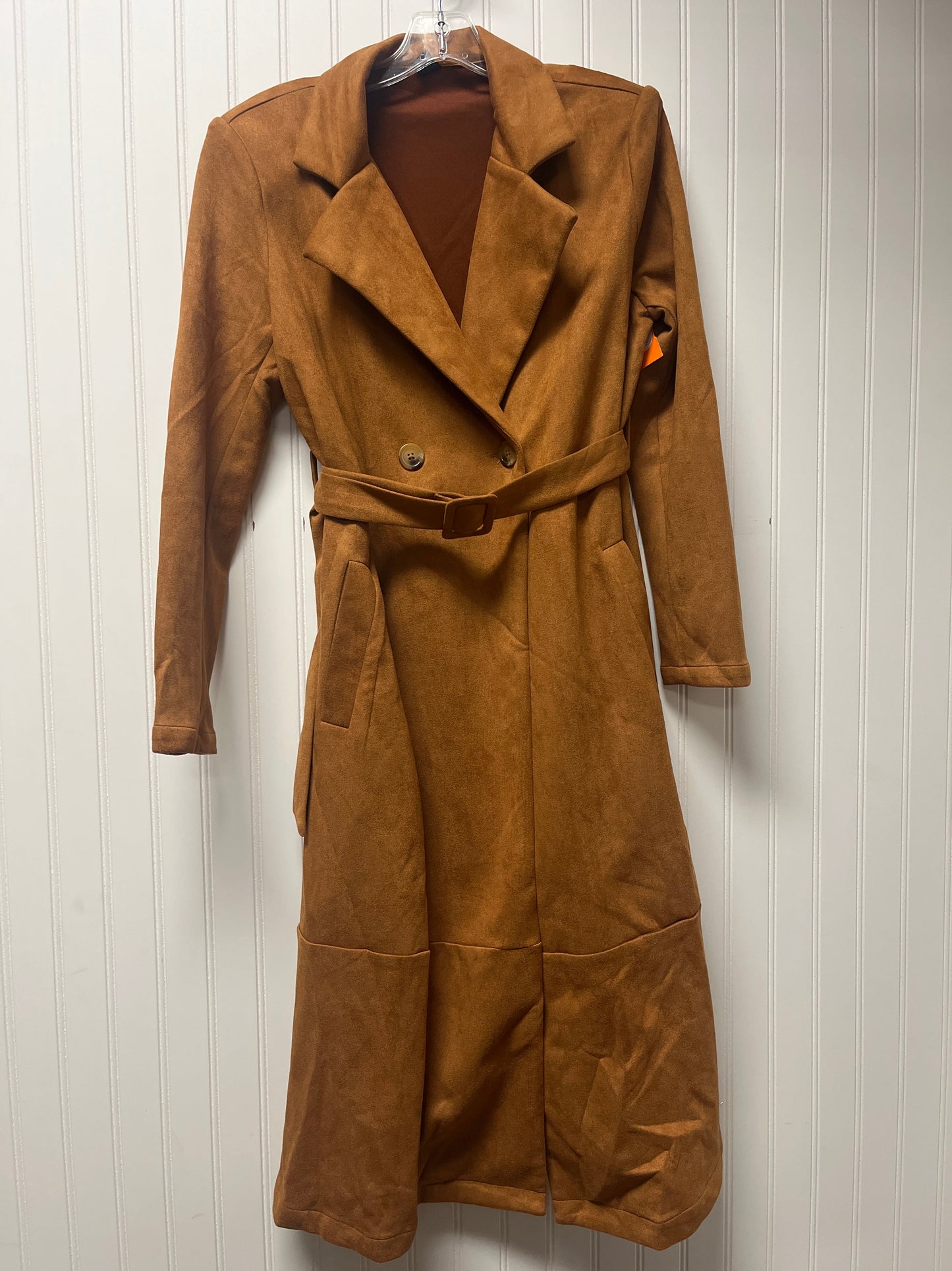 Coat Trench Coat By Shein In Brown, Size: M