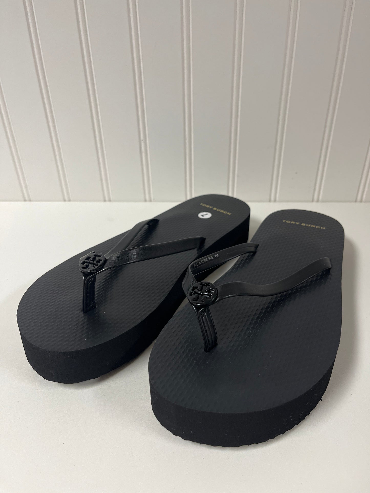 Black Sandals Designer Tory Burch, Size 7