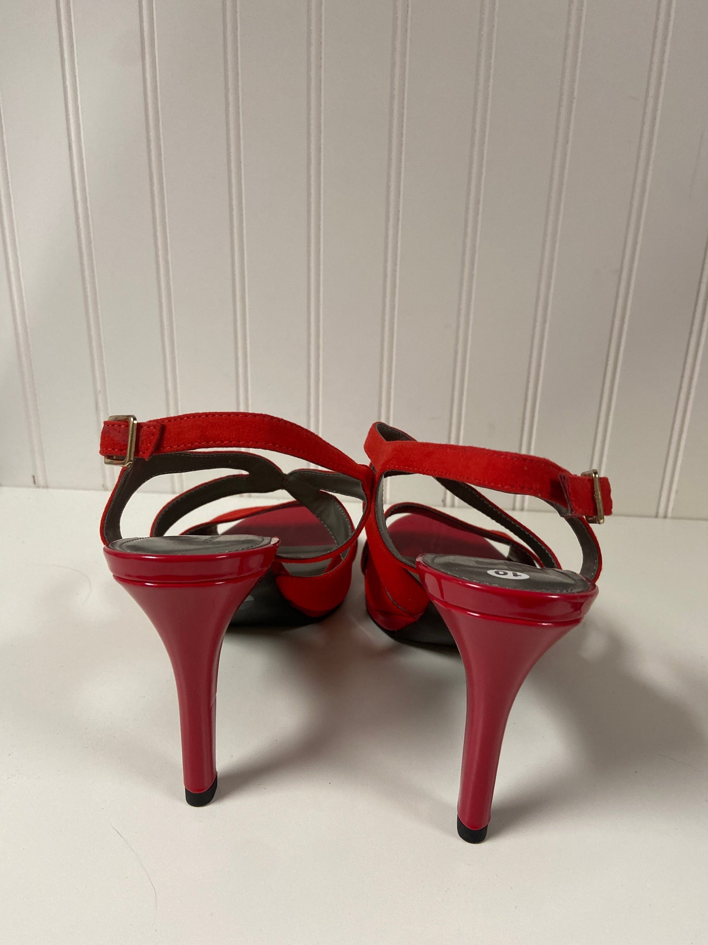 Sandals Heels Stiletto By Worthington In Red, Size: 10