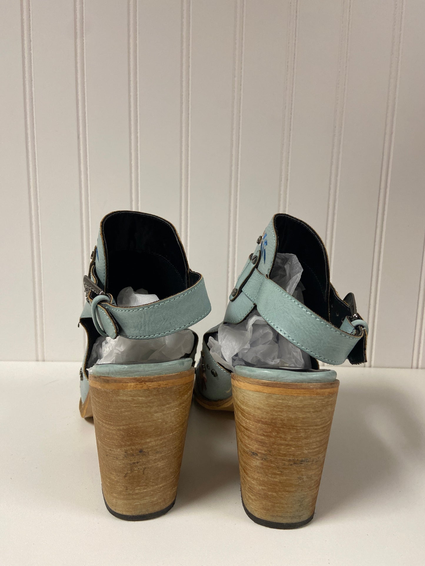 Blue Shoes Heels Block Clothes Mentor, Size 9