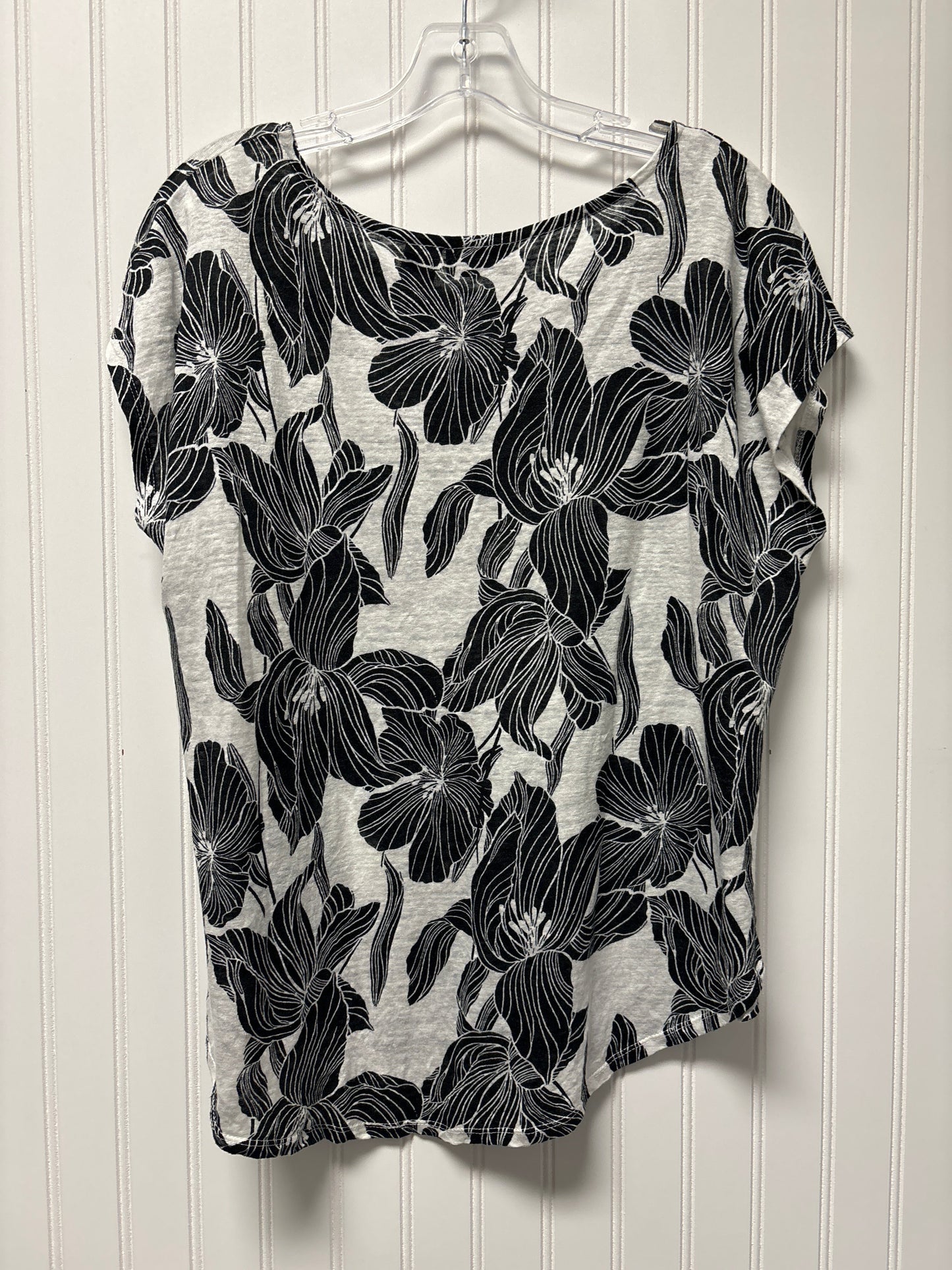 Top Short Sleeve By Tahari By Arthur Levine In Black & White, Size: Xl