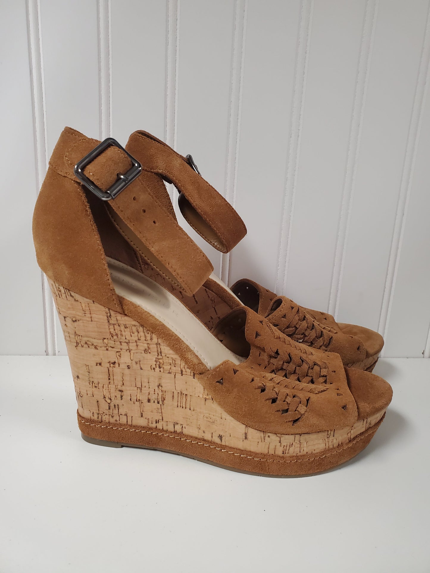 Shoes Heels Wedge By Marc Fisher In Brown, Size: 7