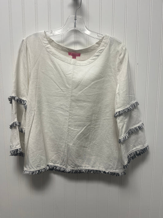 Top 3/4 Sleeve By Isaac Mizrahi In White, Size: L