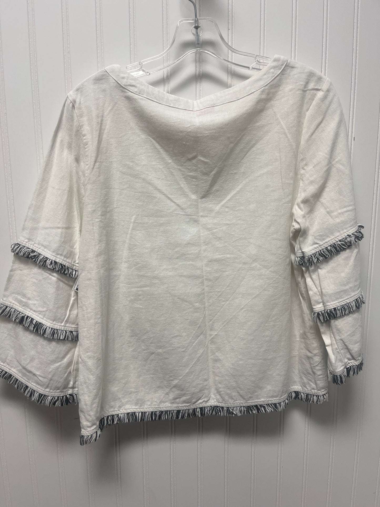 Top 3/4 Sleeve By Isaac Mizrahi In White, Size: L