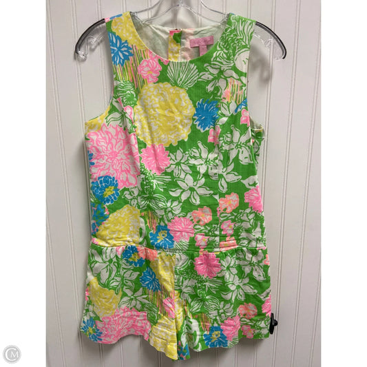 Romper Designer By Lilly Pulitzer In Green & Pink, Size: S