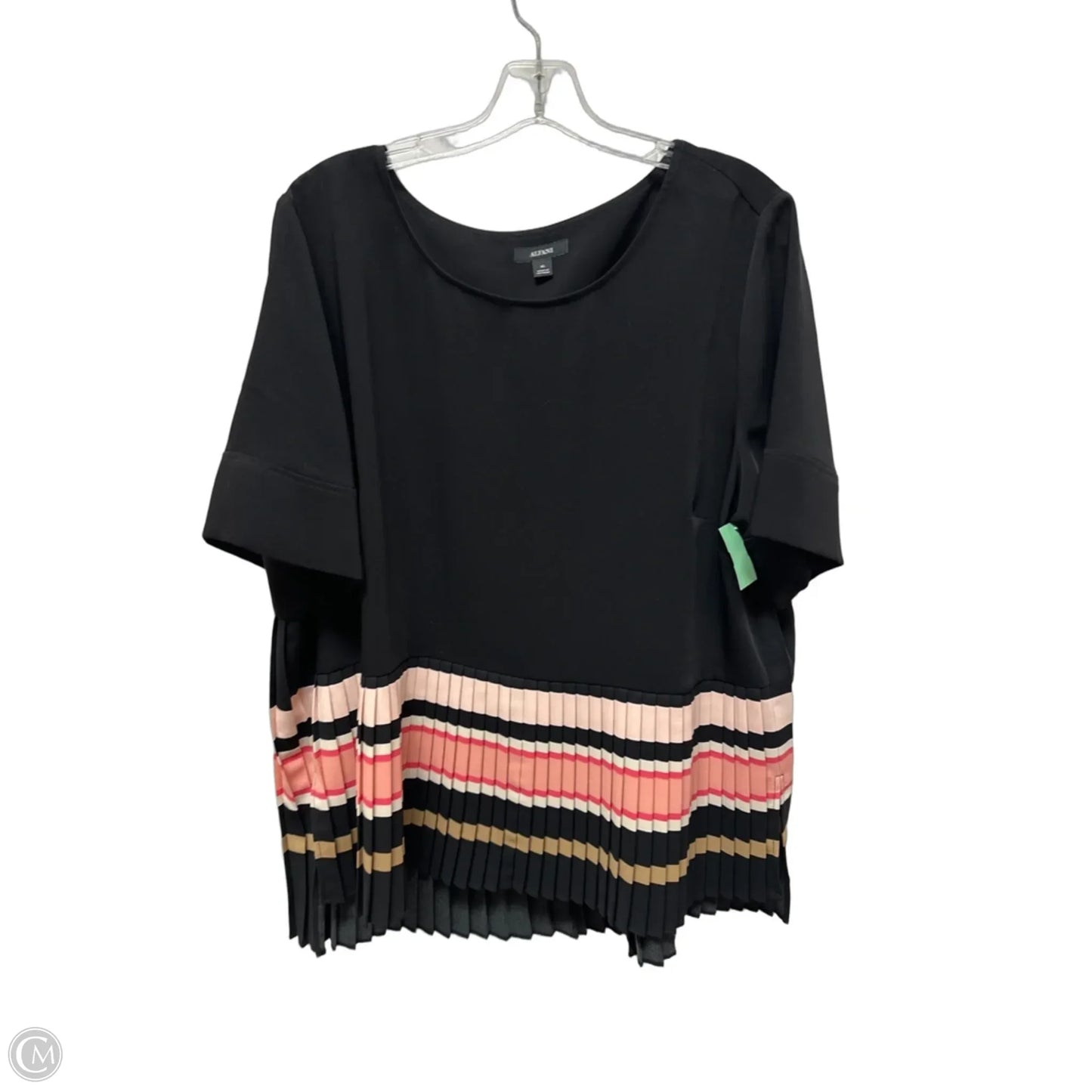Top Short Sleeve By Alfani In Black & Pink, Size: Xl