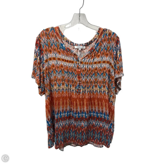 Top Short Sleeve By Rose And Olive In Blue & Orange, Size: 2x