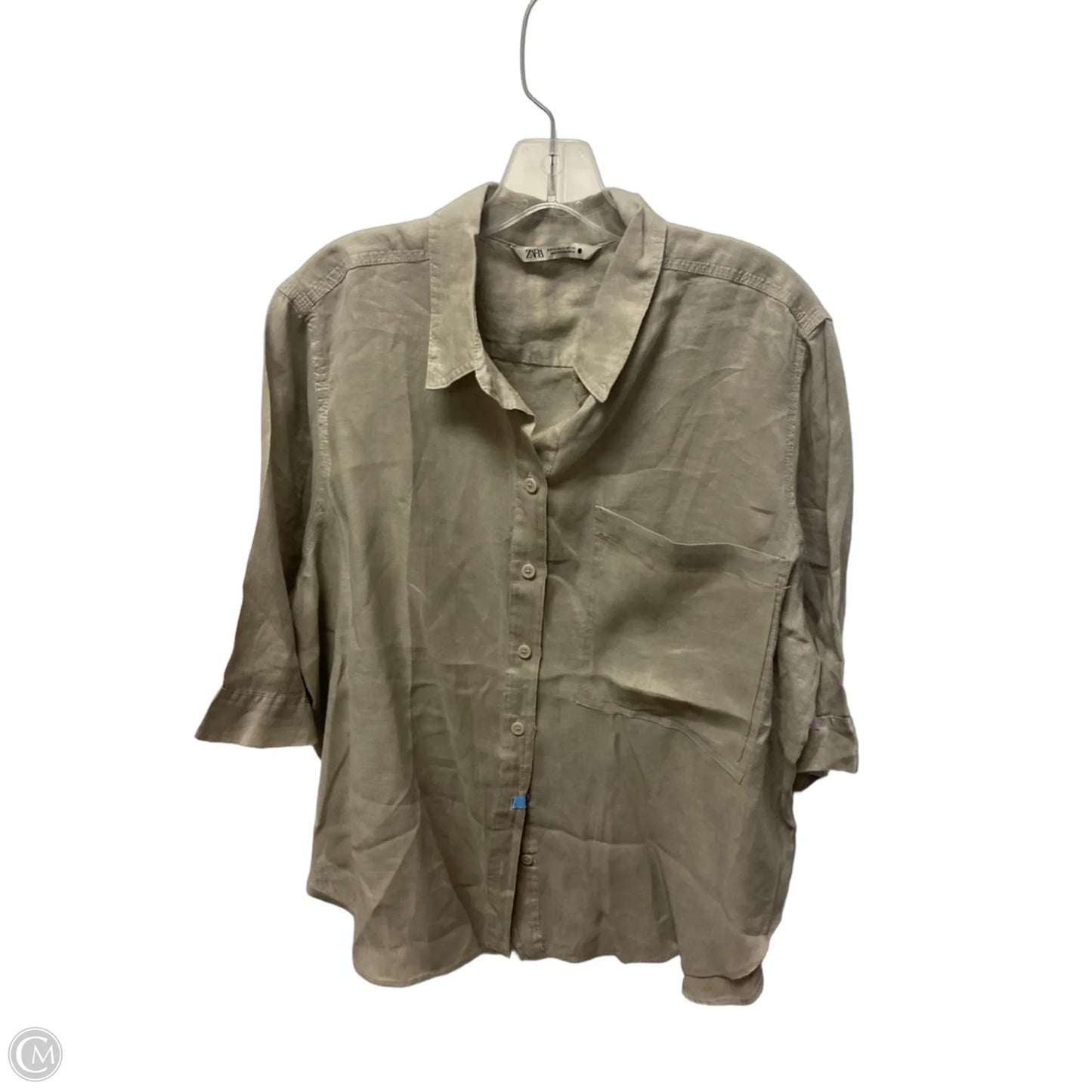 Top Short Sleeve By Zara In Grey, Size: 1x