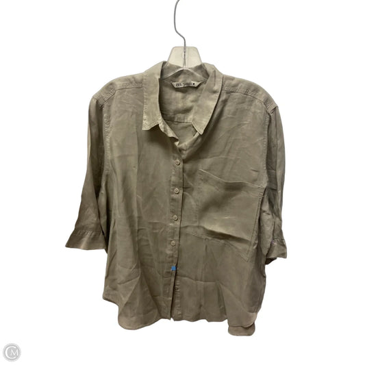 Top Short Sleeve By Zara In Grey, Size: 1x