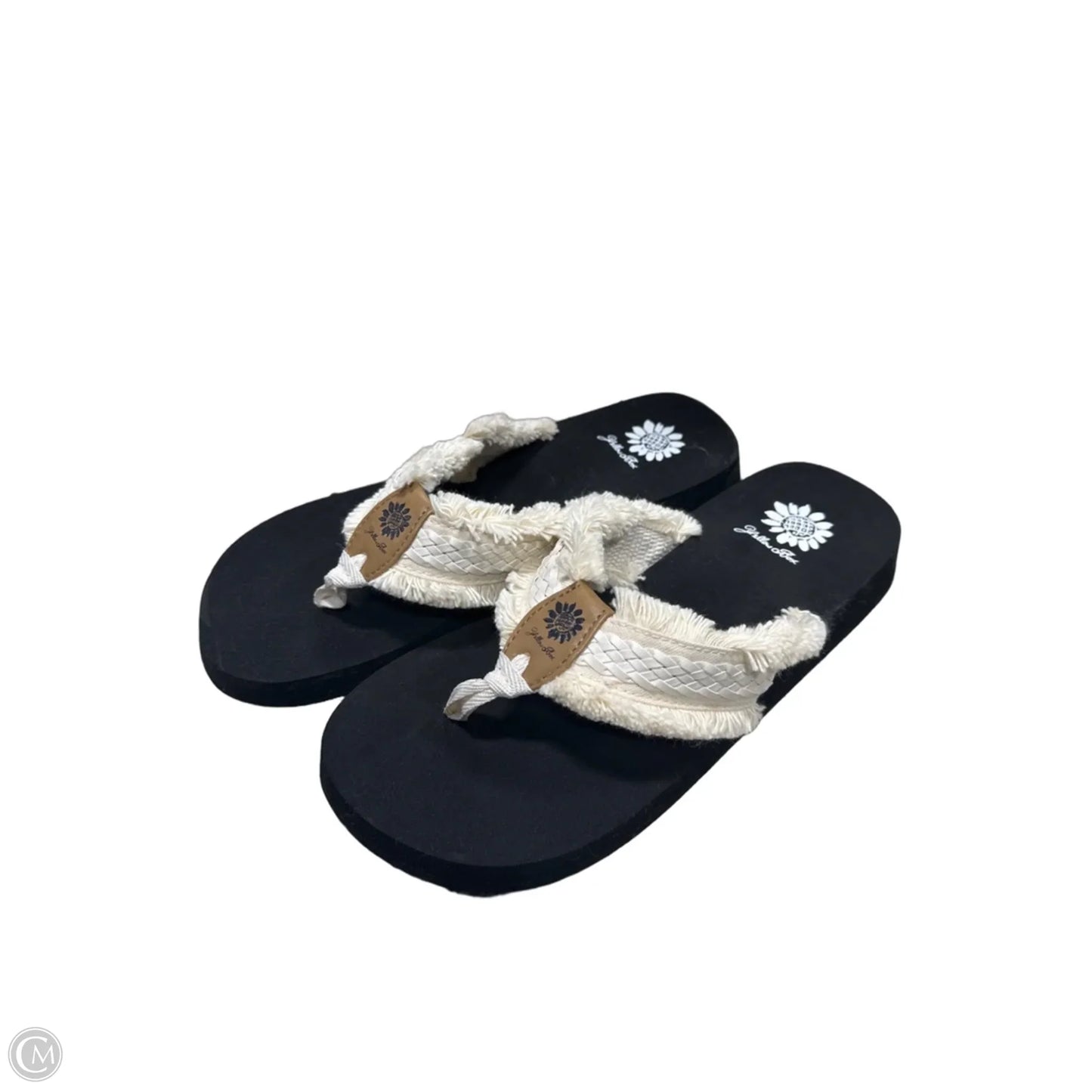 Sandals Flip Flops By Yellow Box In Black & Cream, Size: 10