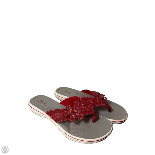 Sandals Flip Flops By Clarks In Grey & Red, Size: 11