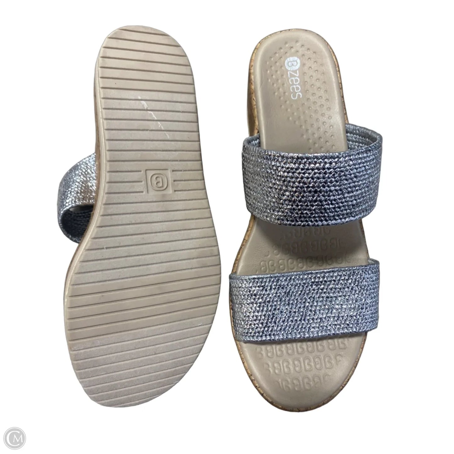 Sandals Heels Platform By Bzees In Silver, Size: 8.5