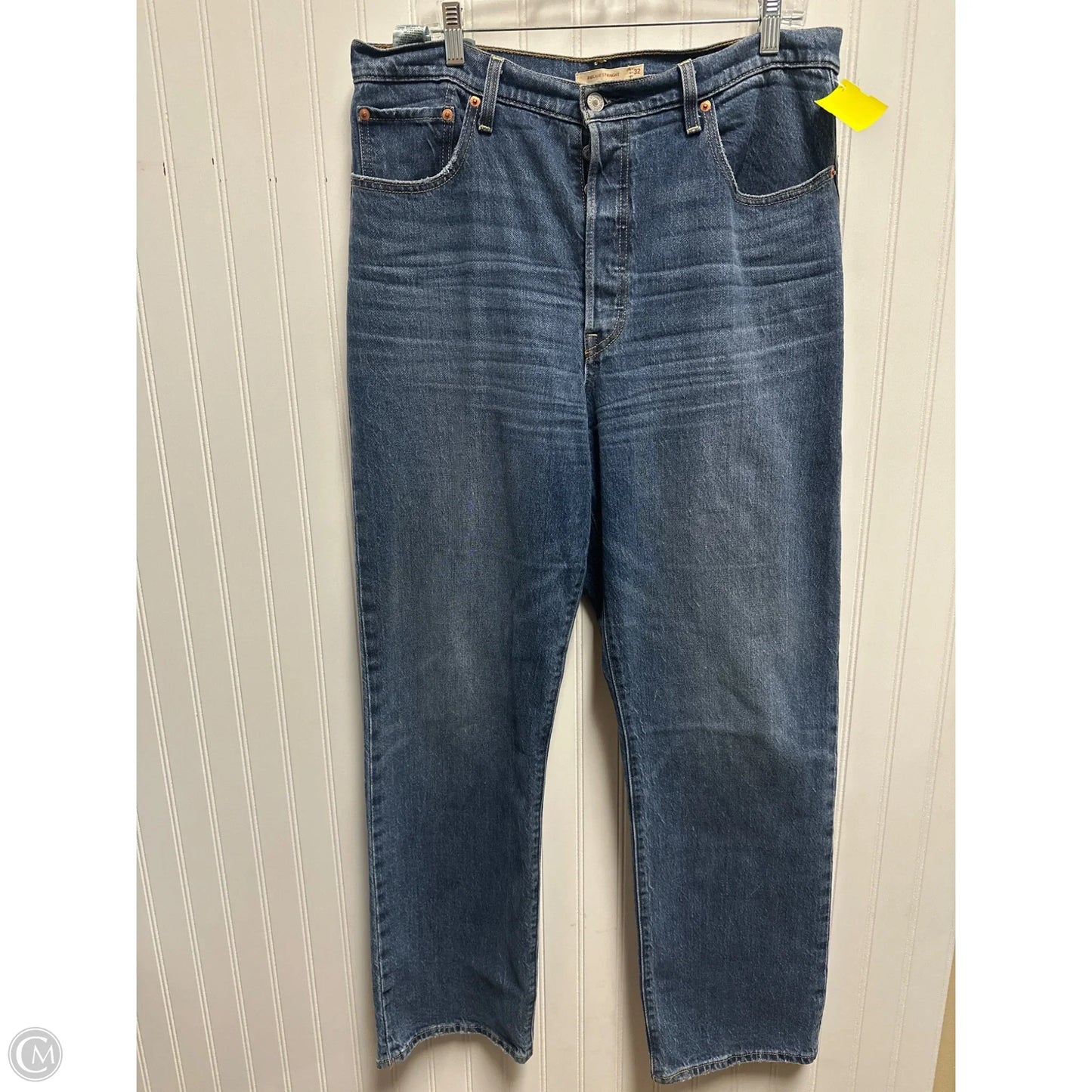 Jeans Straight By Levis In Blue Denim, Size: 14
