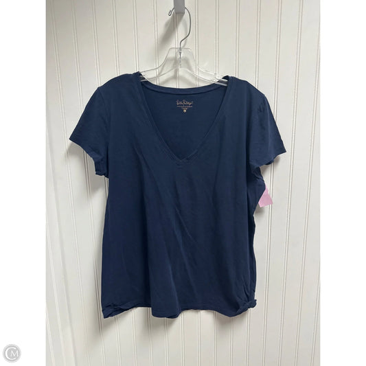 Top Short Sleeve Designer By Lilly Pulitzer In Blue, Size: Xl
