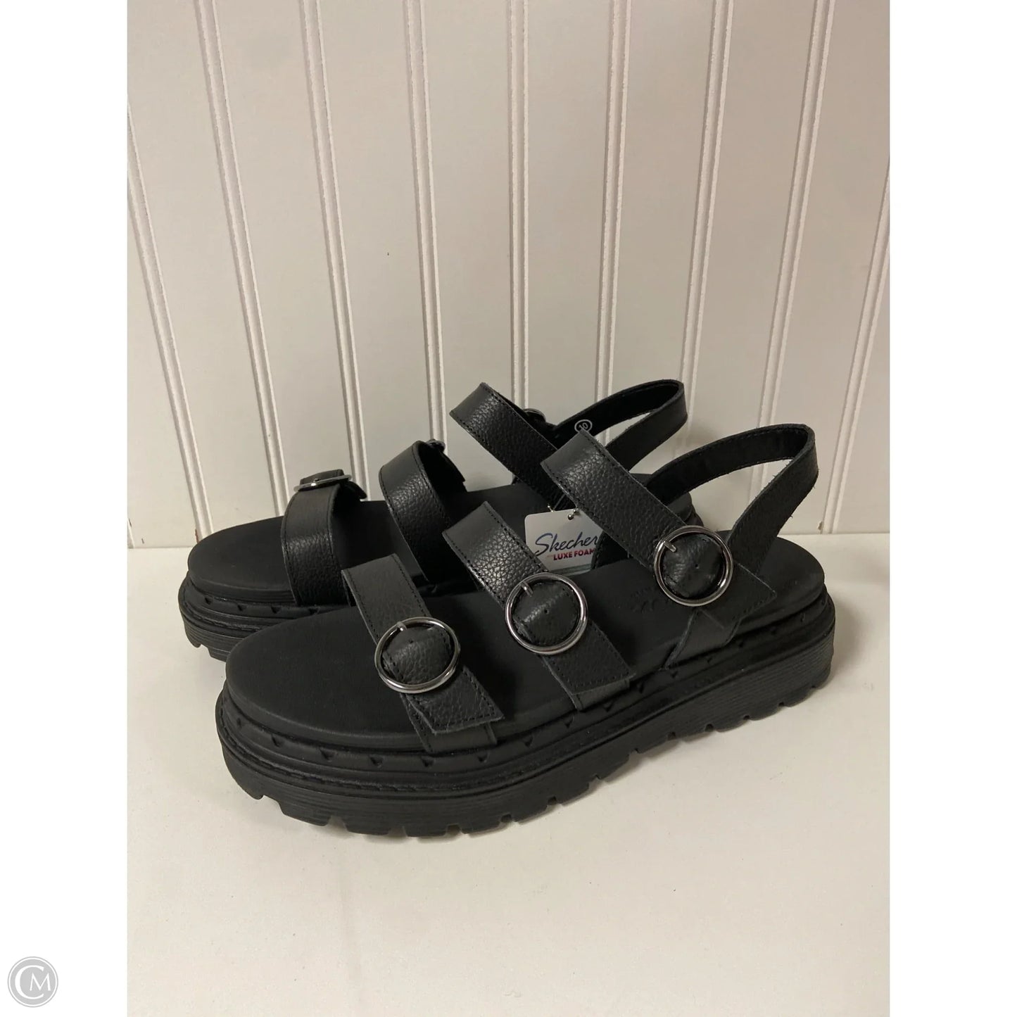 Sandals Flats By Skechers In Black, Size: 10