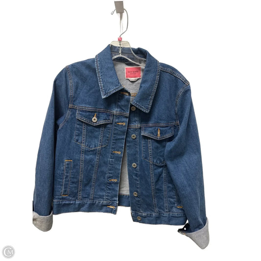 Jacket Designer By Kate Spade In Blue Denim, Size: L