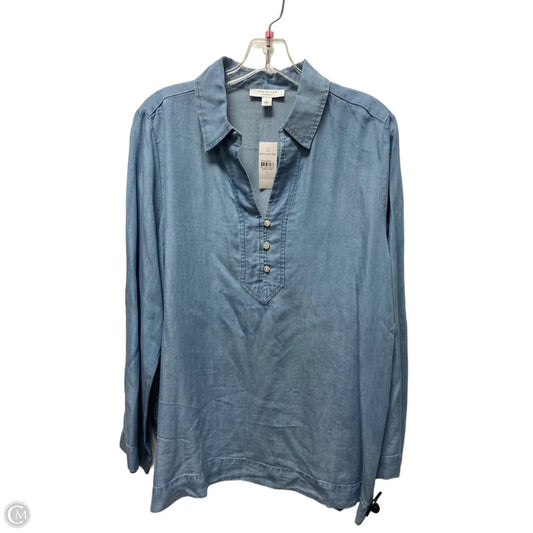 Top Long Sleeve By Ann Taylor In Blue Denim, Size: L