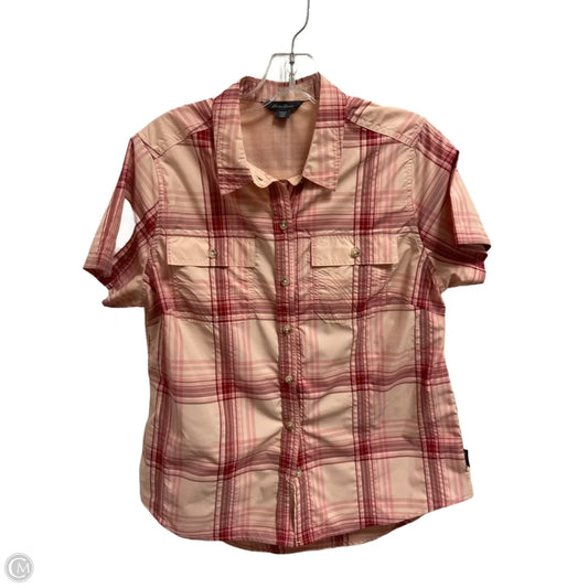 Top Short Sleeve By Eddie Bauer In Plaid Pattern, Size: M