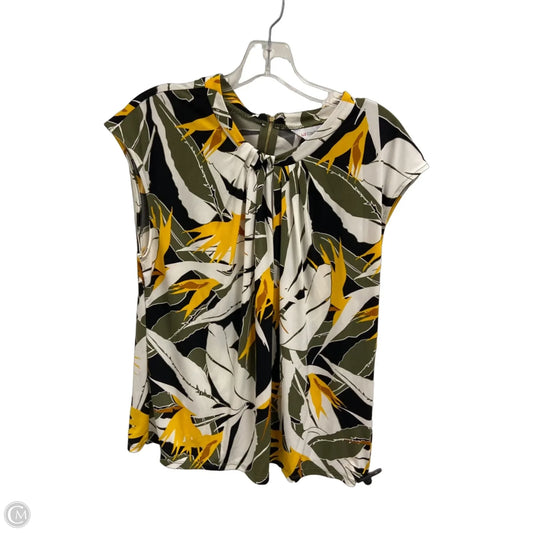 Top Sleeveless By Liz Claiborne In Green & Yellow, Size: L