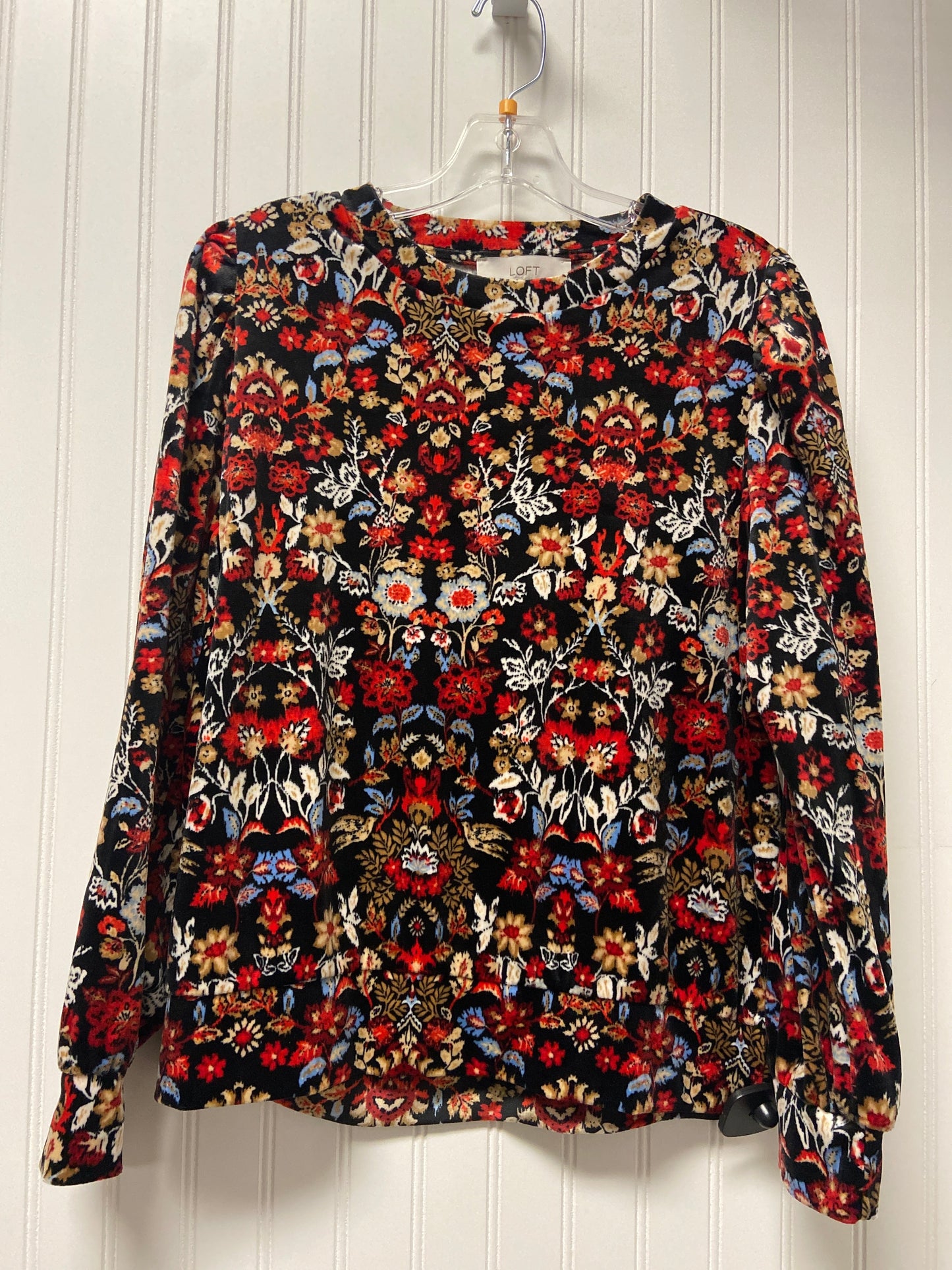 Top Long Sleeve By Loft In Black & Red, Size: M