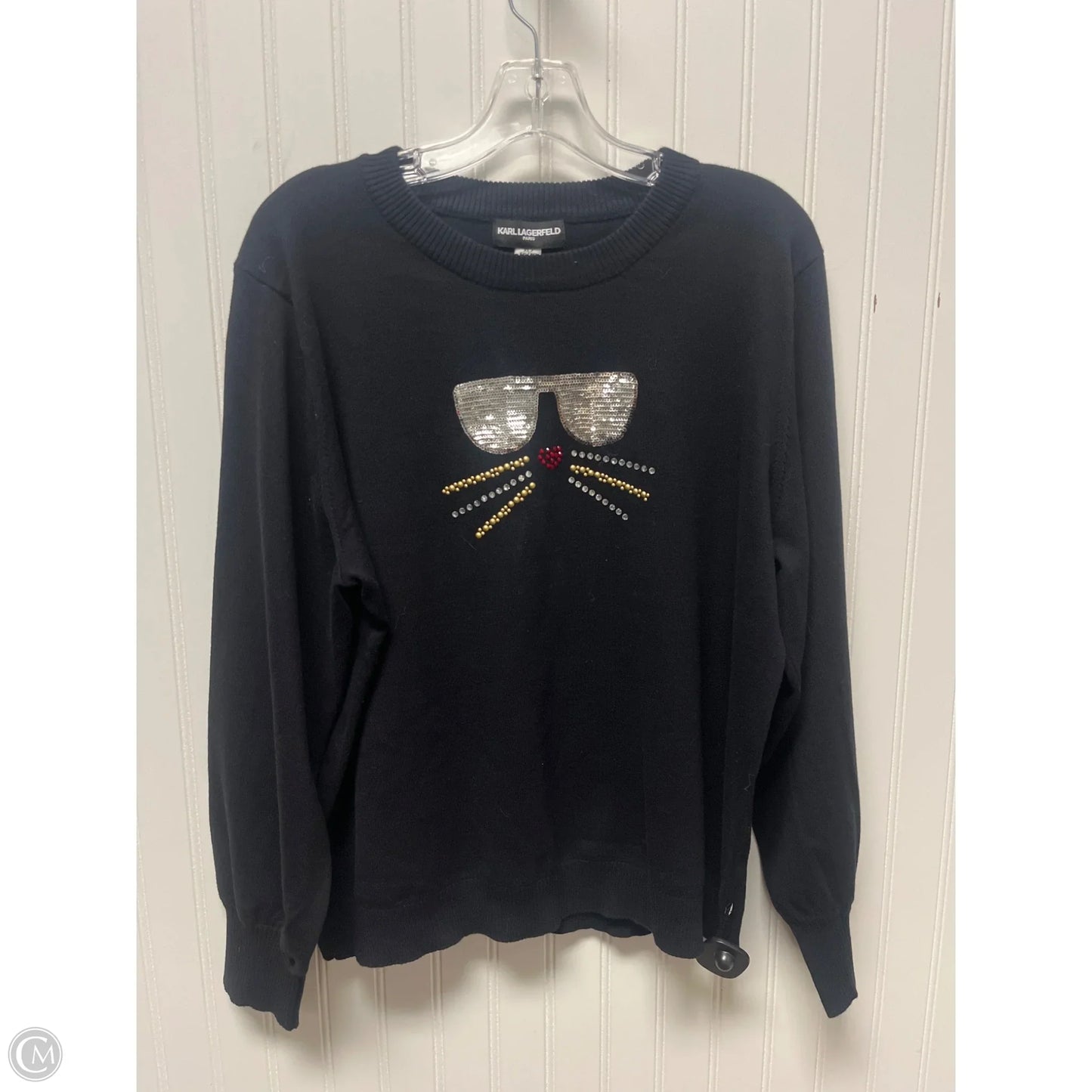 Sweater Designer By Karl Lagerfeld In Black, Size: Xl