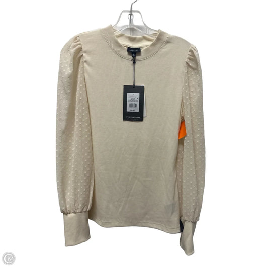 Top Long Sleeve By Who What Wear In Cream, Size: S