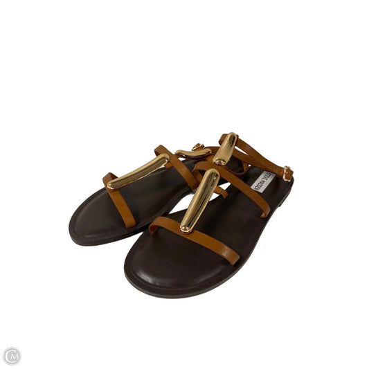 Sandals Flats By Steve Madden In Brown & Tan, Size: 7.5