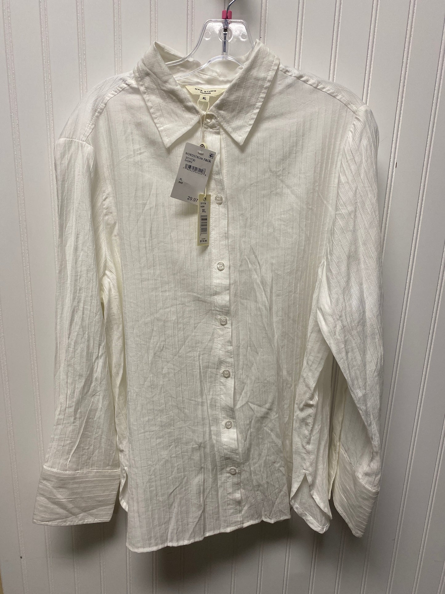 Blouse Long Sleeve By Max Studio In White, Size: Xl