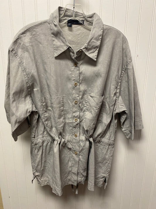 Blouse Short Sleeve By Eileen Fisher In Grey, Size: L