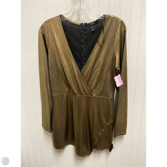 Top Long Sleeve By Forever 21 In Gold, Size: L