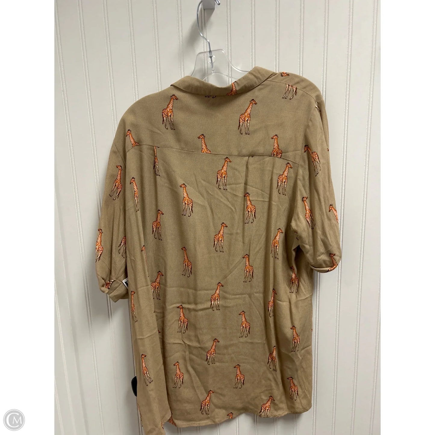 Top Short Sleeve By For Cynthia In Beige, Size: 1x