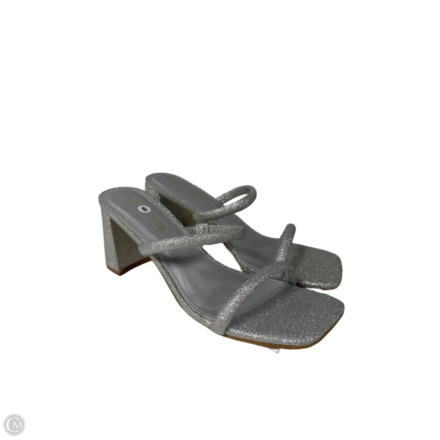 Sandals Heels Block By Clothes Mentor In Silver, Size: 9