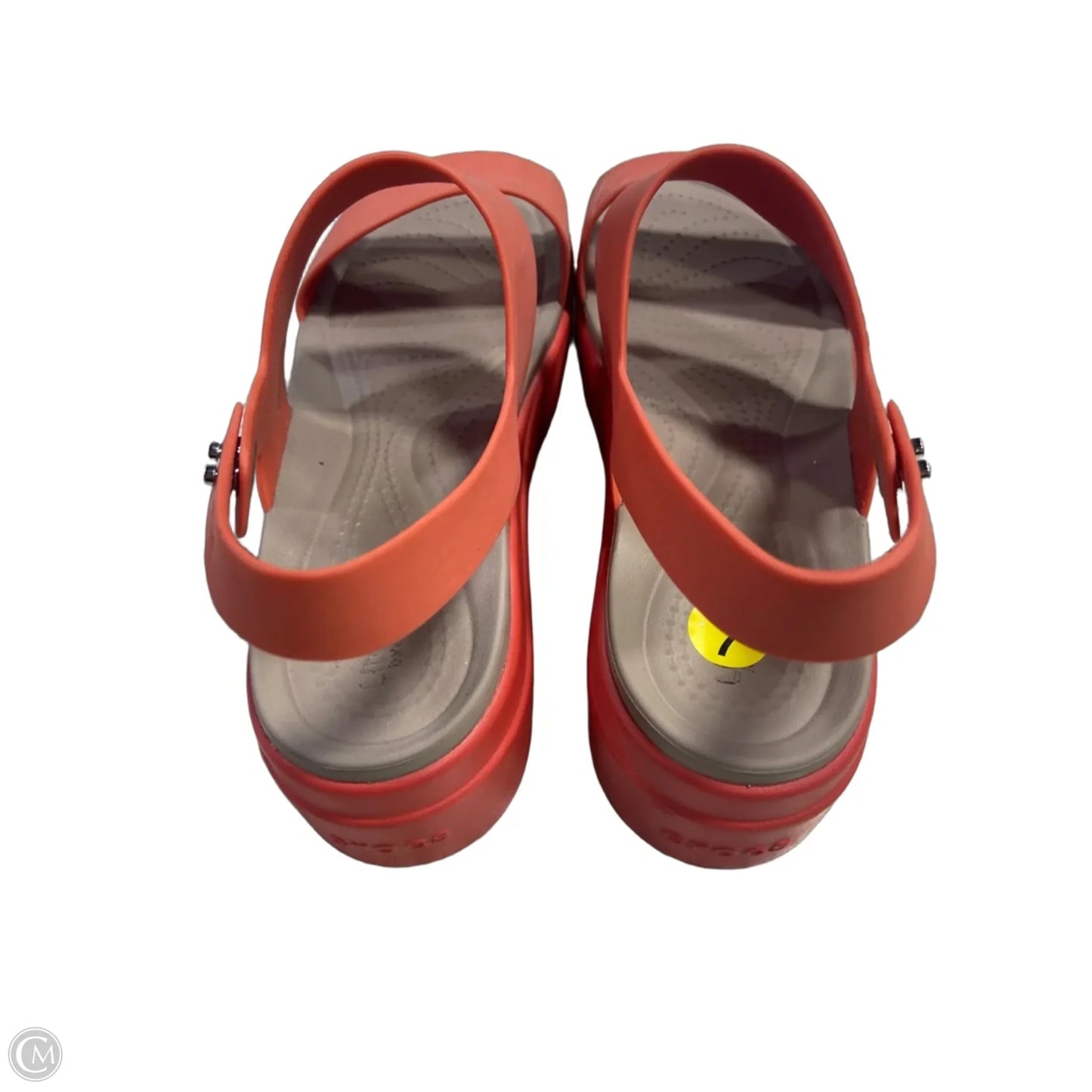 Sandals Heels Platform By Crocs In Coral, Size: 7