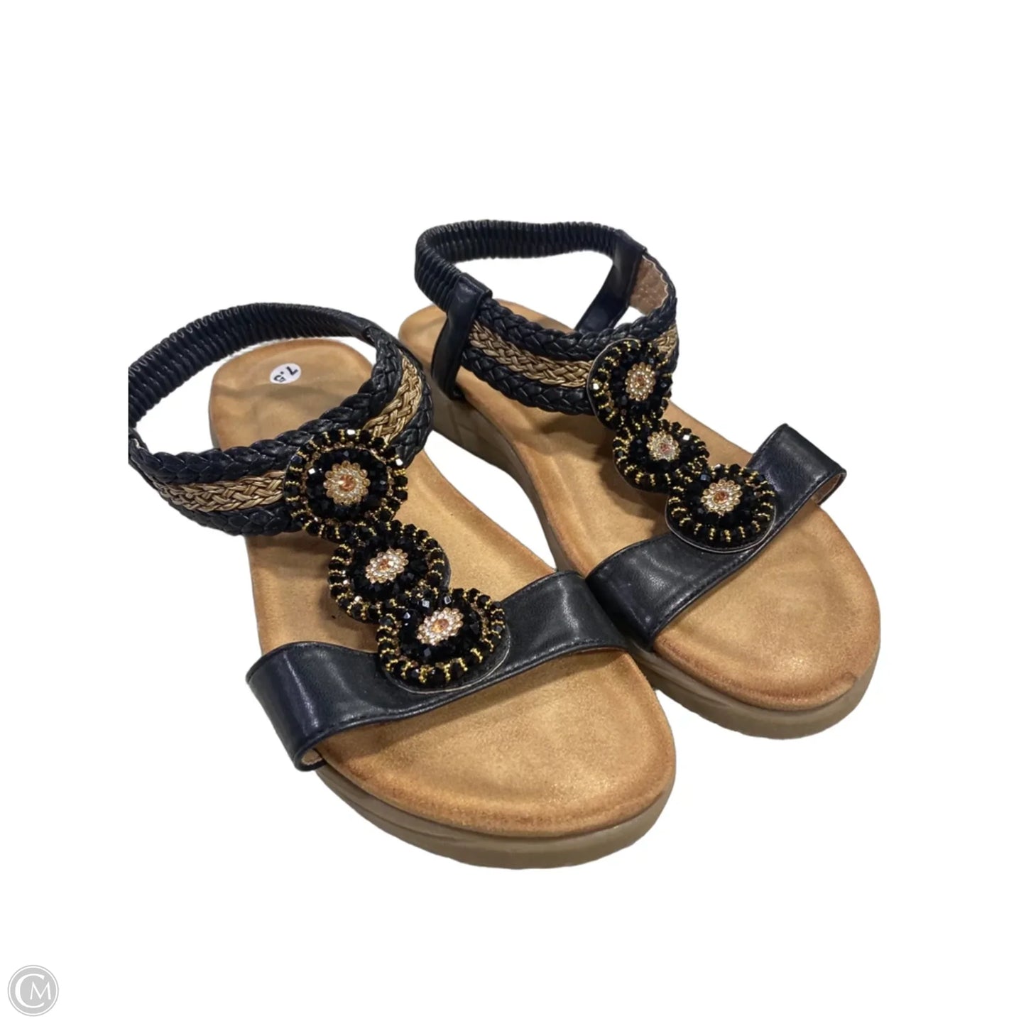 Sandals Flats By Clothes Mentor In Black, Size: 7.5