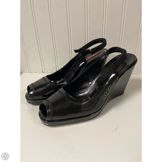 Sandals Luxury Designer By Prada Black, Size: 6.5