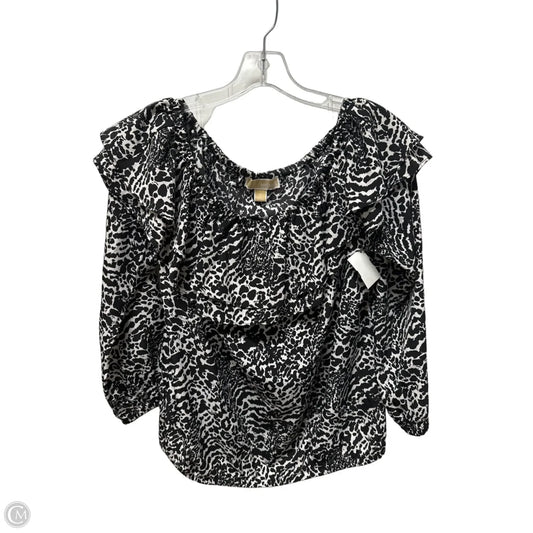 Top 3/4 Sleeve Basic By Michael By Michael Kors In Black & White, Size: M