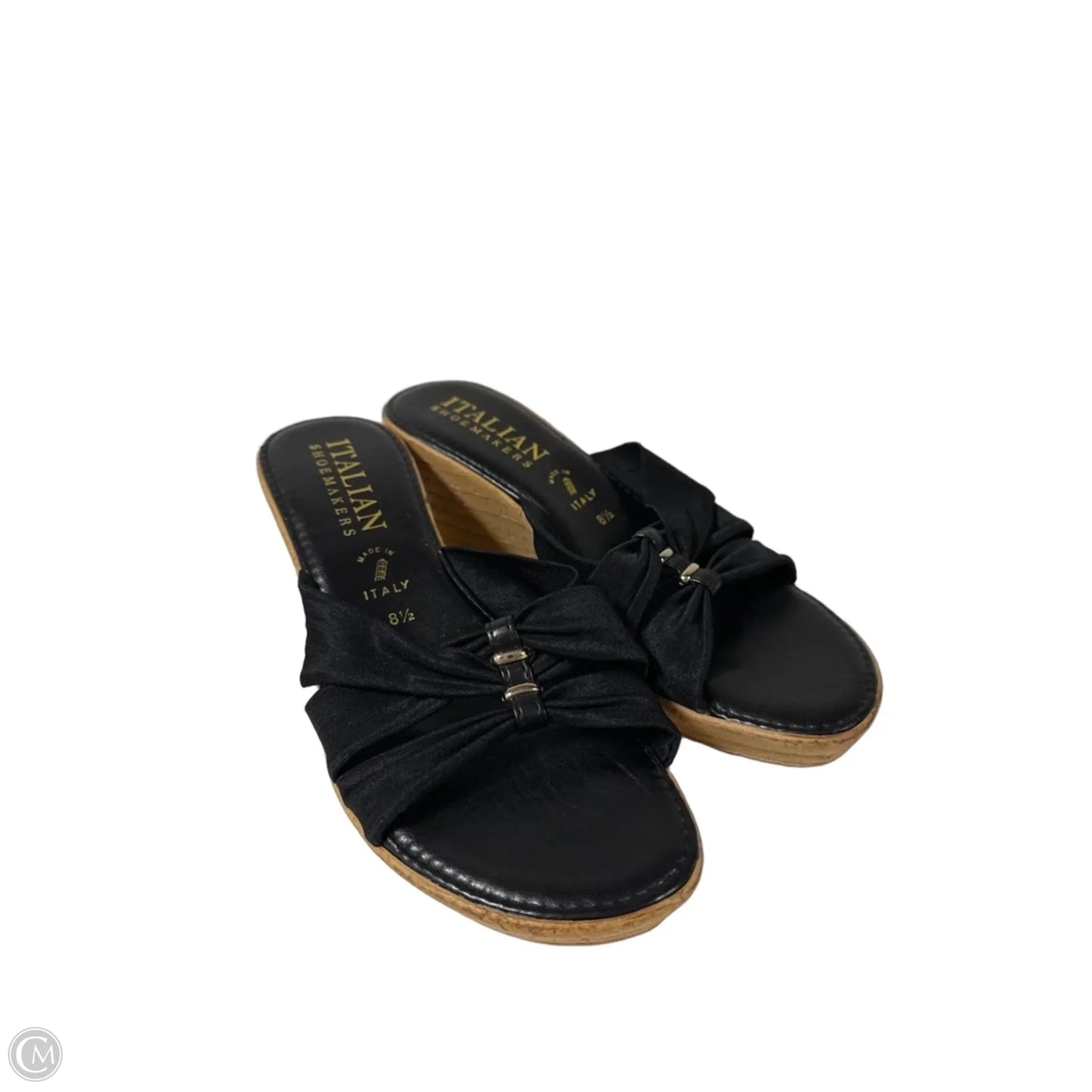 Sandals Heels Wedge By Italian Shoemakers In Black, Size: 8.5