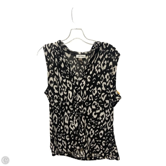 Top Sleeveless By Calvin Klein In Black & Tan, Size: L