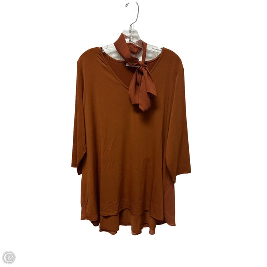 Top Long Sleeve By Susan Graver In Orange, Size: 2x