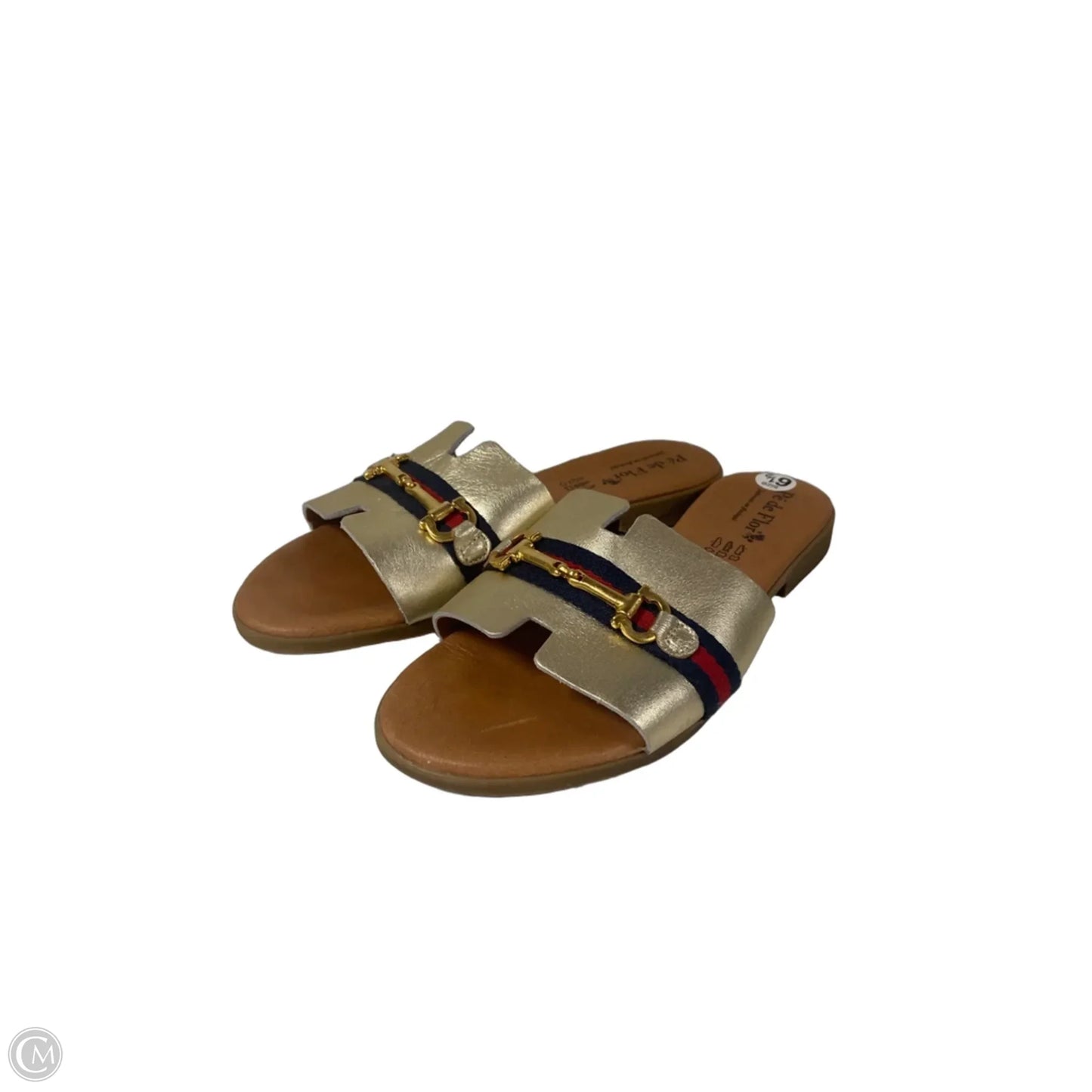 Sandals Flats By Clothes Mentor In Gold, Size: 6.5